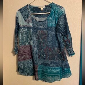CHRISTOPHER & Banks Large Blue Top‎